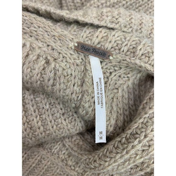 Free People Lambswool Chunky Knit Cowl Neck Sleeveless Tunic Sweater Size M - Picture 5 of 9